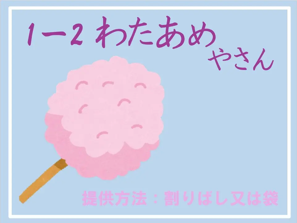 1-2わたあめやさん 場所: 5号棟前渡り廊下